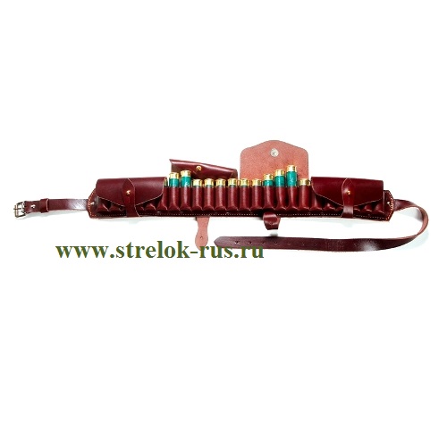 Патронташ закр., 12 калибр (кож., корич.)