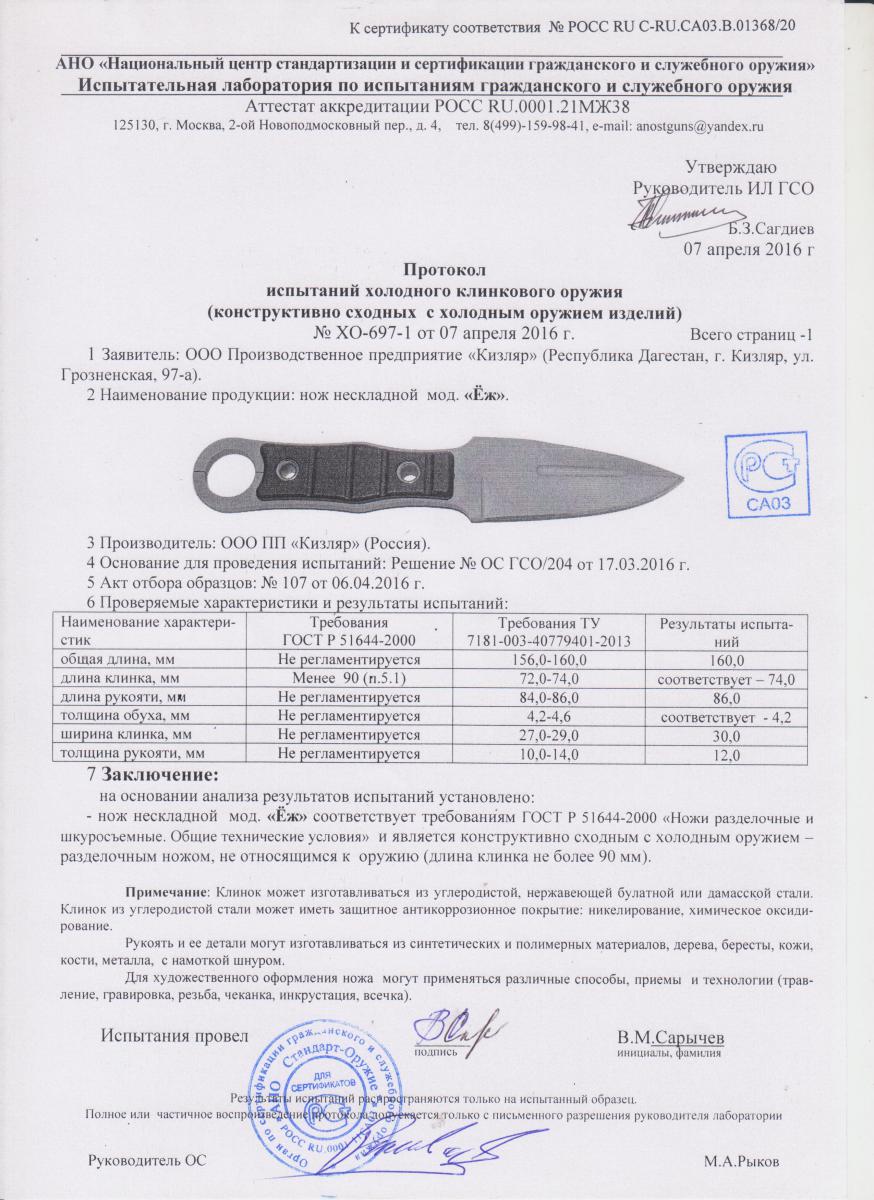 Нож Еж (черный) (015205)